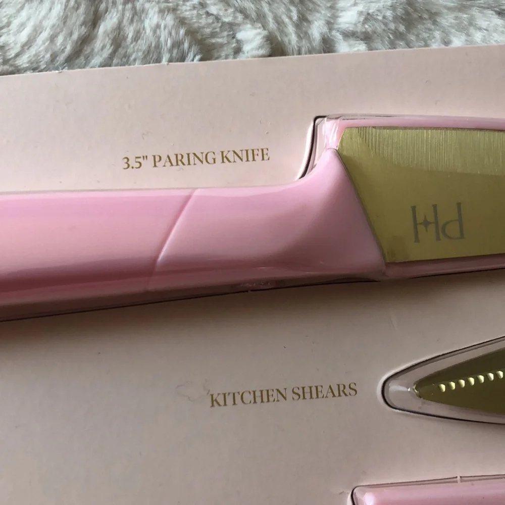 Paris Hilton Pink 5-Piece Kitchen Knife and Scissors Set